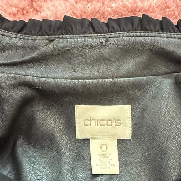 Chico's Elegant Black Military Leather Jacket Trendy - Picture 9 of 12